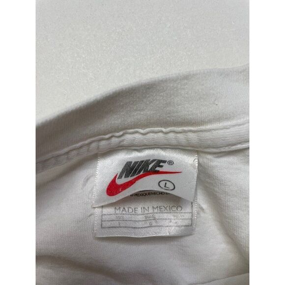 VINTAGE Nike White Tag Big Swoosh Graphic T-shirt Men Large White 90s - Picture 8 of 9